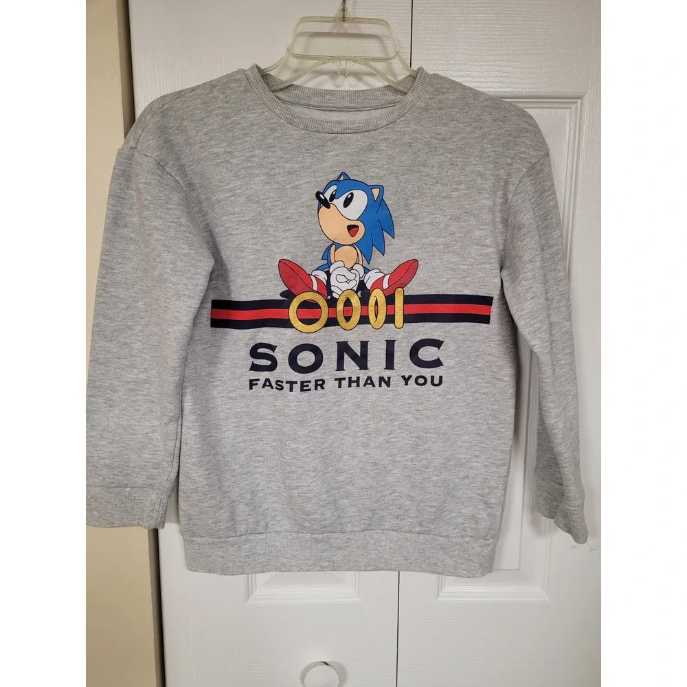 Sonic the Hedgehog Boys Gray Sweatshirt Faster Than You Graphic‎ Pullover Size M